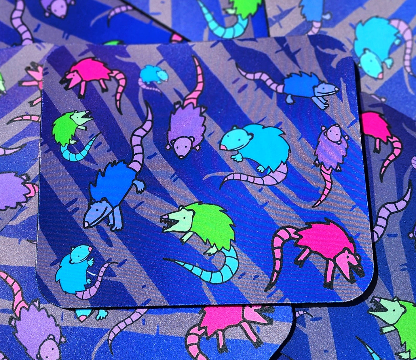 Neon Possum Opossum Forest Party 8"x9" Mousepad