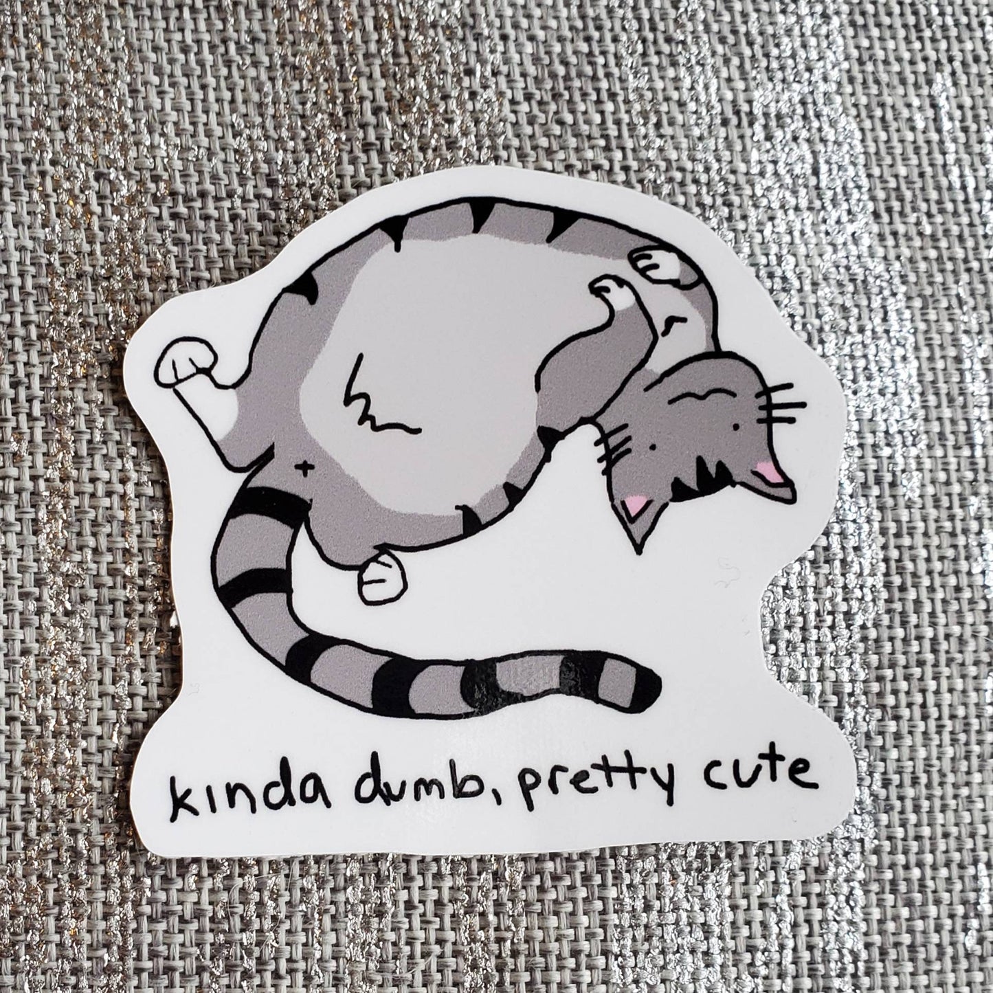 Cat Meme Vinyl Sticker – Kinda Dumb, Pretty Cute