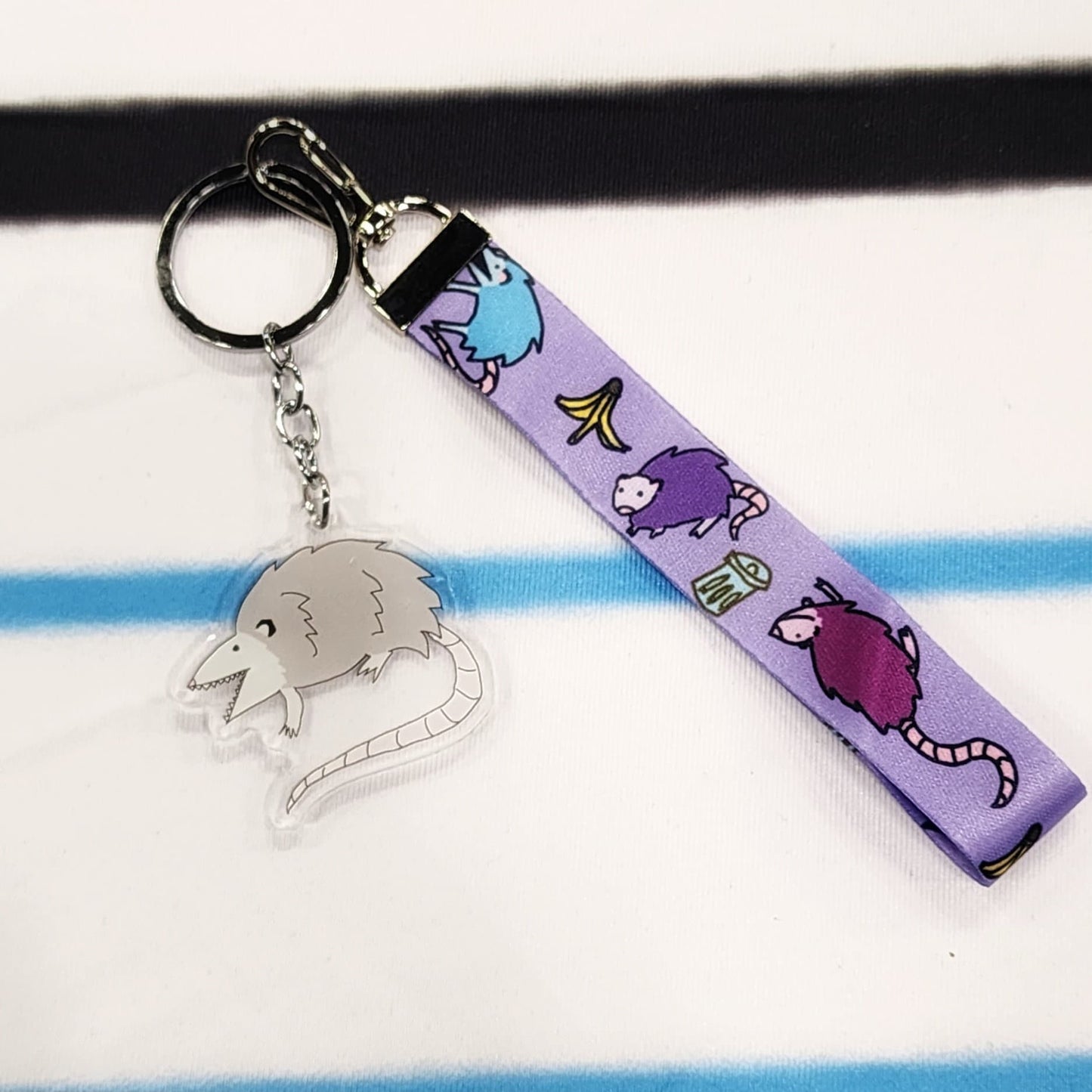 Purple Possum Trash Keychain Nylon Lanyard