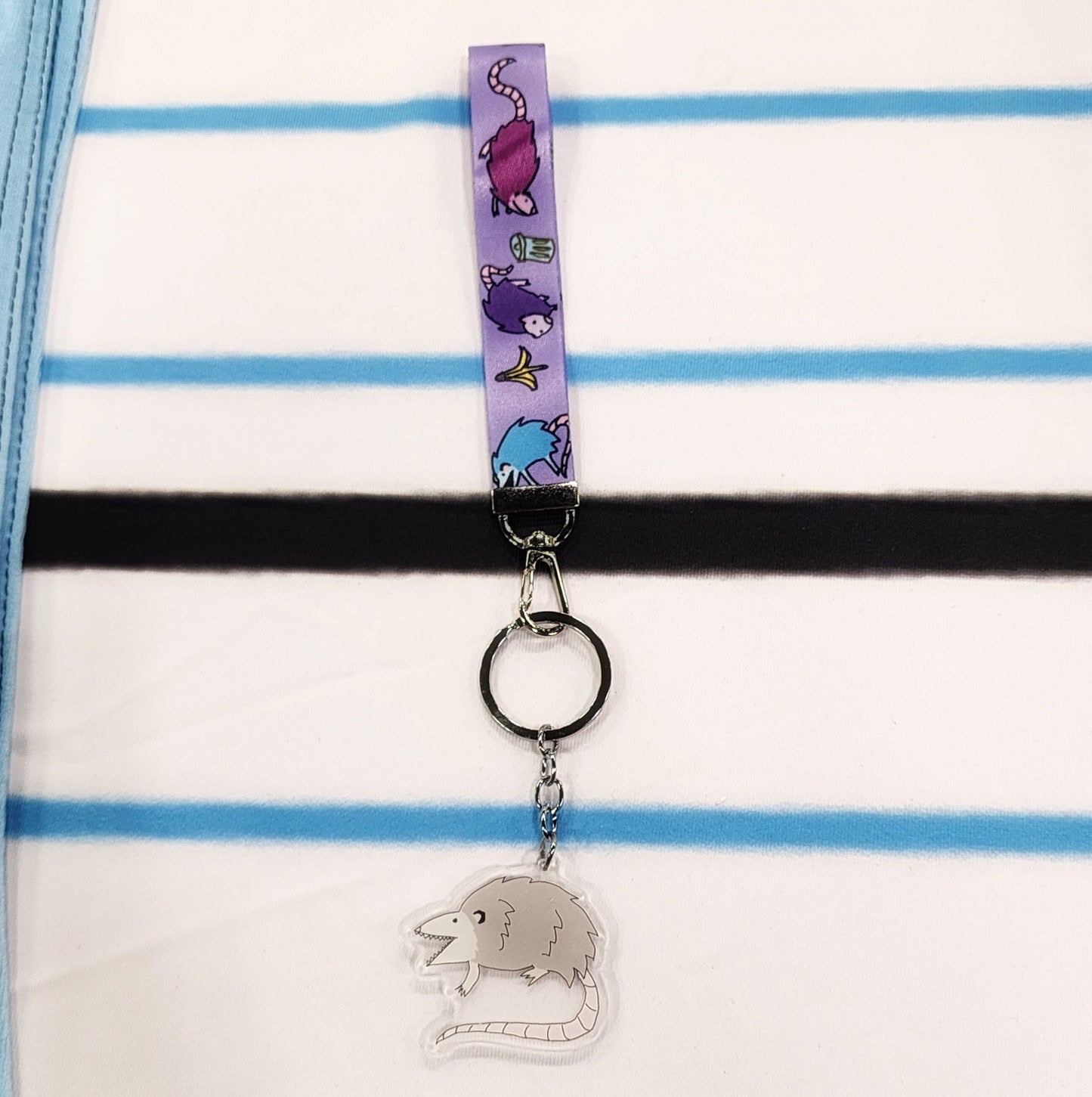 Purple Possum Trash Keychain Nylon Lanyard