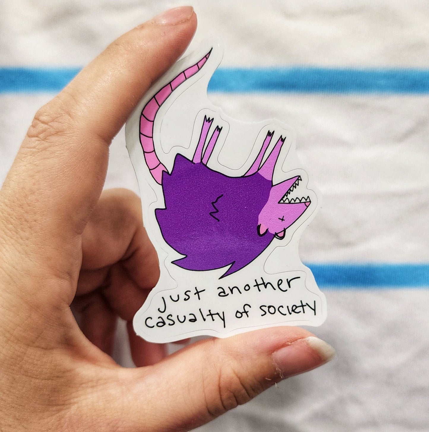 Purple Possum Vinyl Sticker: Funny Trash Animal Meme