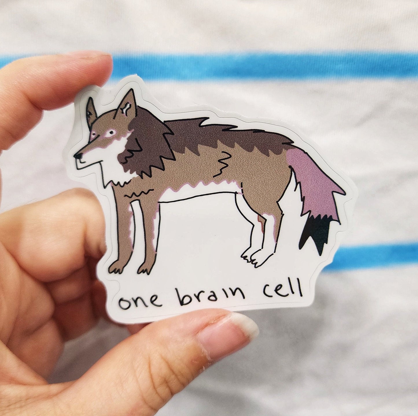 One Brain Cell Wolf Sticker: Funny Motivational Die-Cut Vinyl