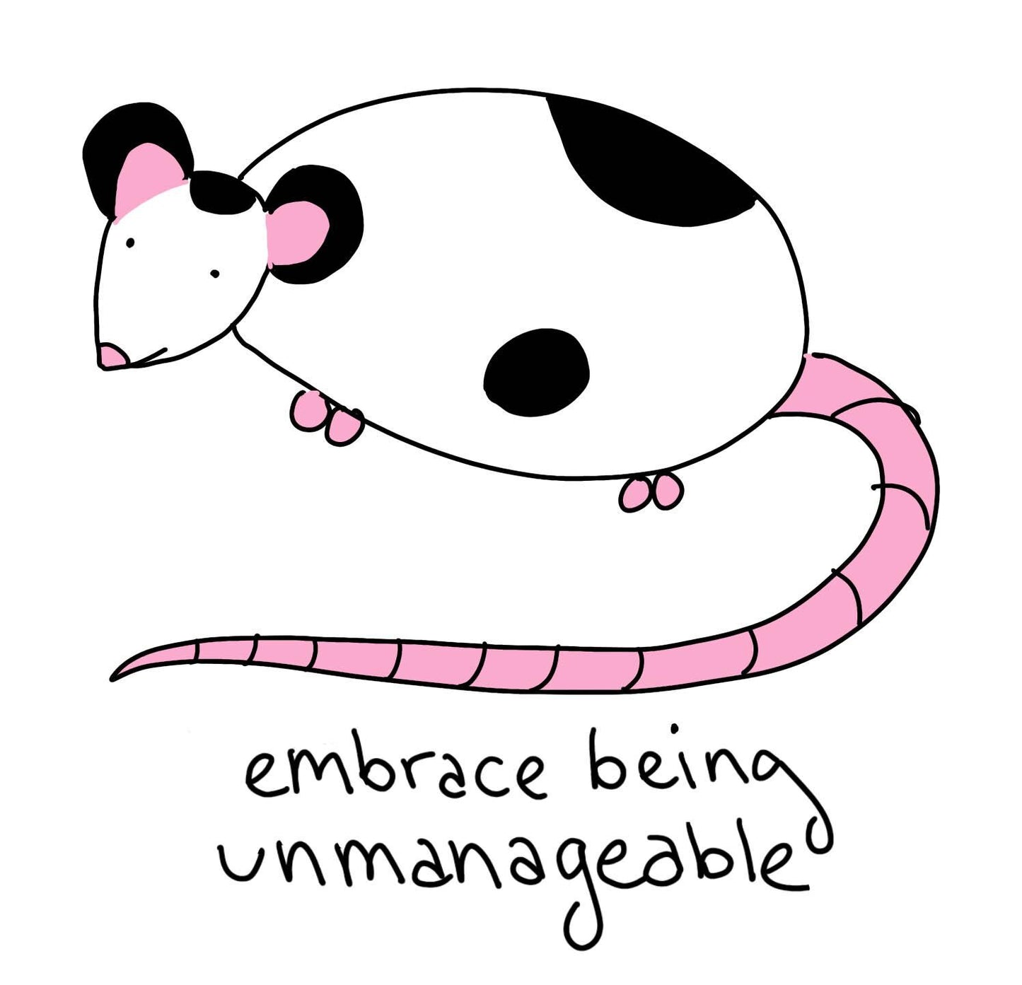 Black and White Rat Embrace Being Unmanageable 1.25" Button