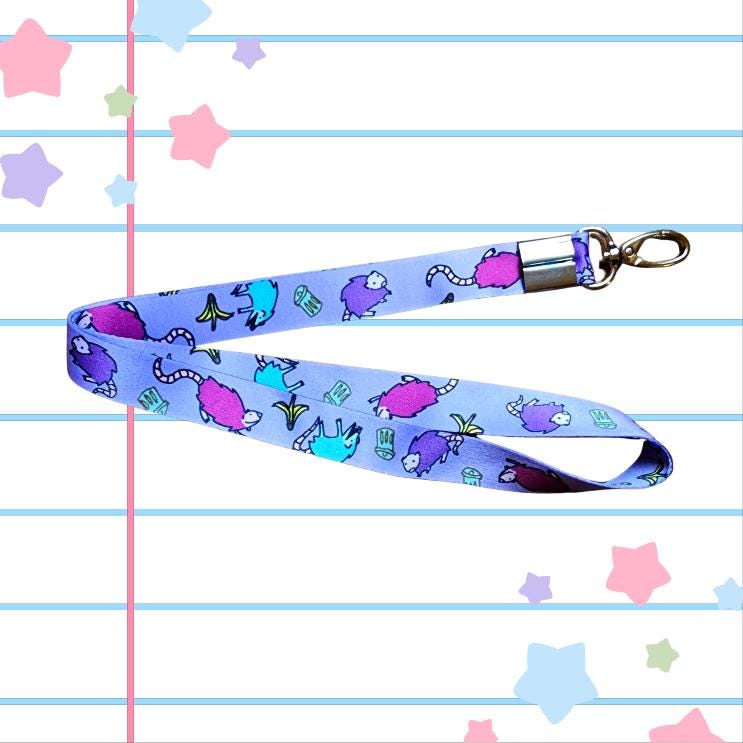Purple Possum Trash Nylon Oval Clasp Lanyard