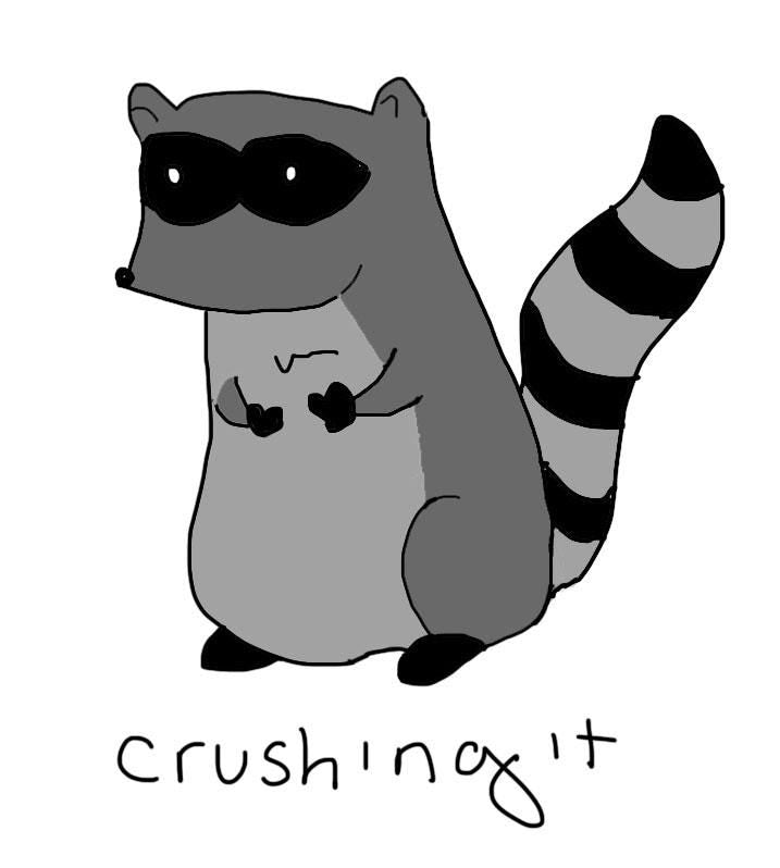 Raccoon Crushing It 1.25" Button