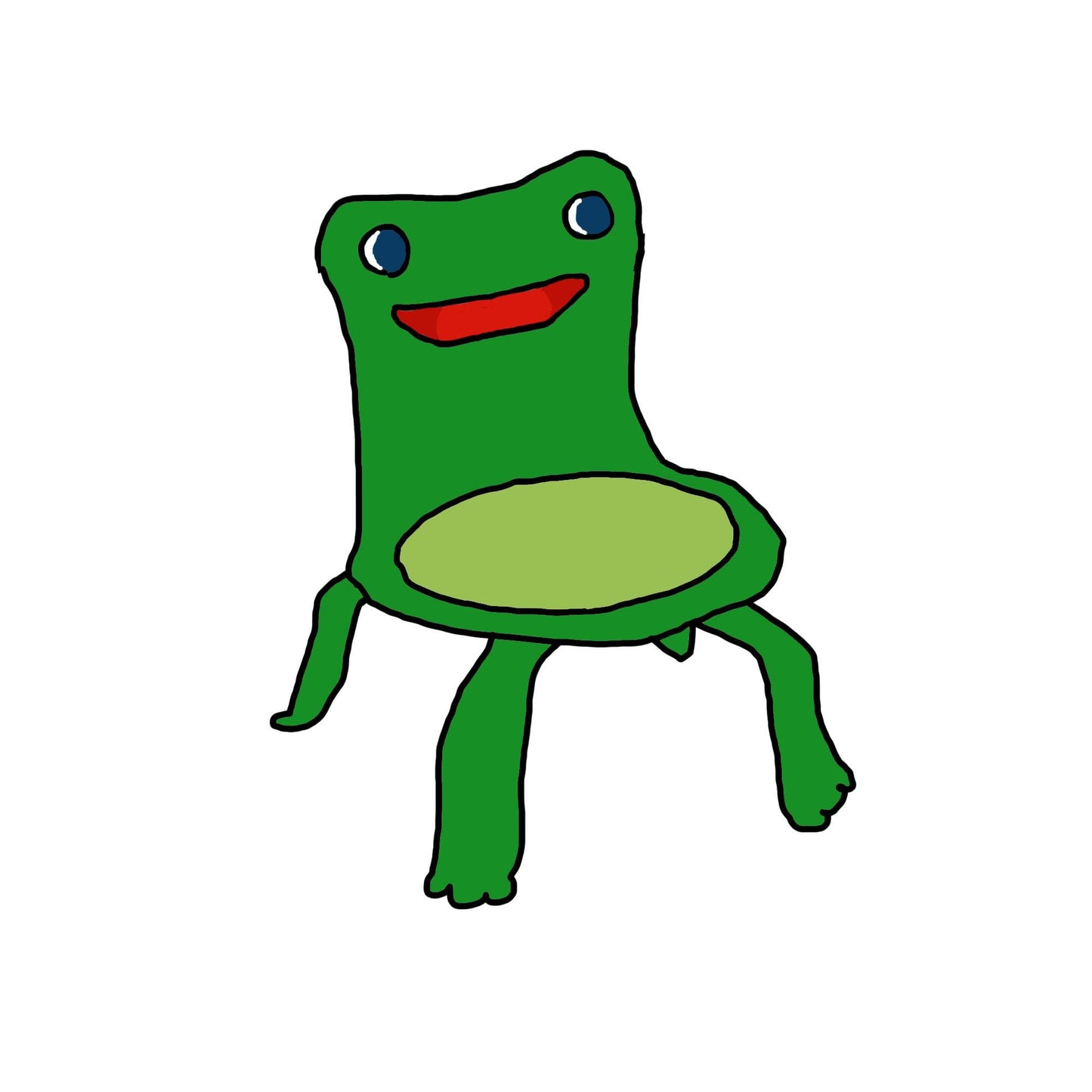 Frog Chair Meme Button - Green Design (1.25 inch)