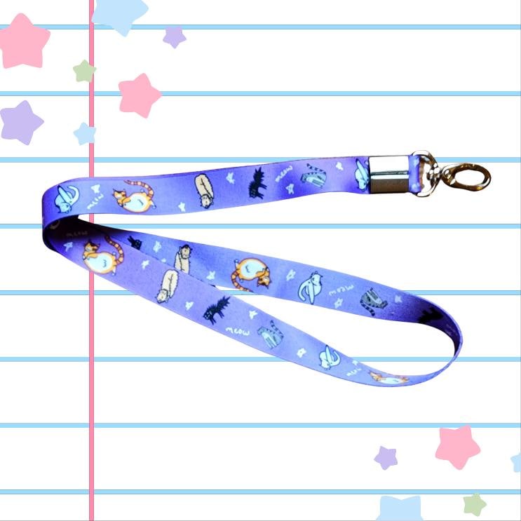 Purple Cat Meme Oval Clasp Nylon Lanyard