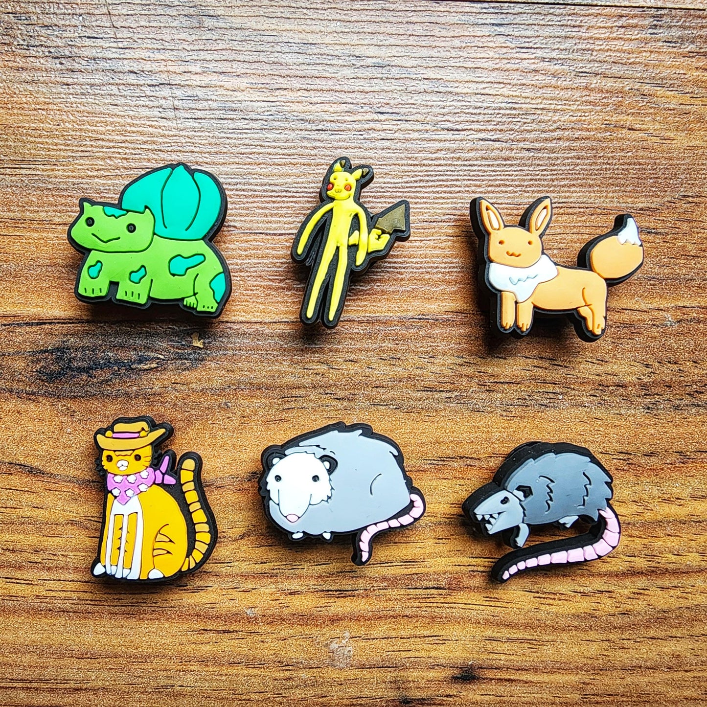 Funny Doodle Shoe Charms: Cat, Possum, Video Game PVC Charms