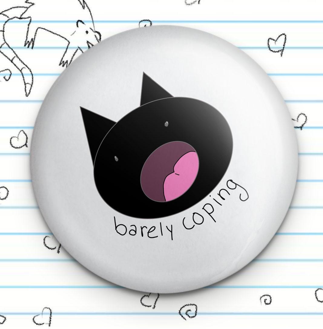 Barely Coping Cat 1.25" Button