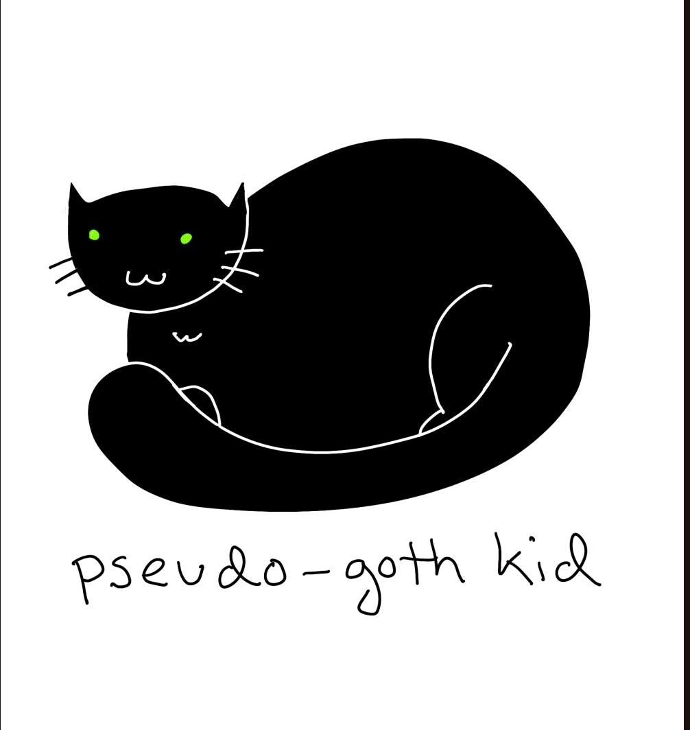 Pseudo Goth Kid Black Cat Meme Vinyl Die-Cut Sticker