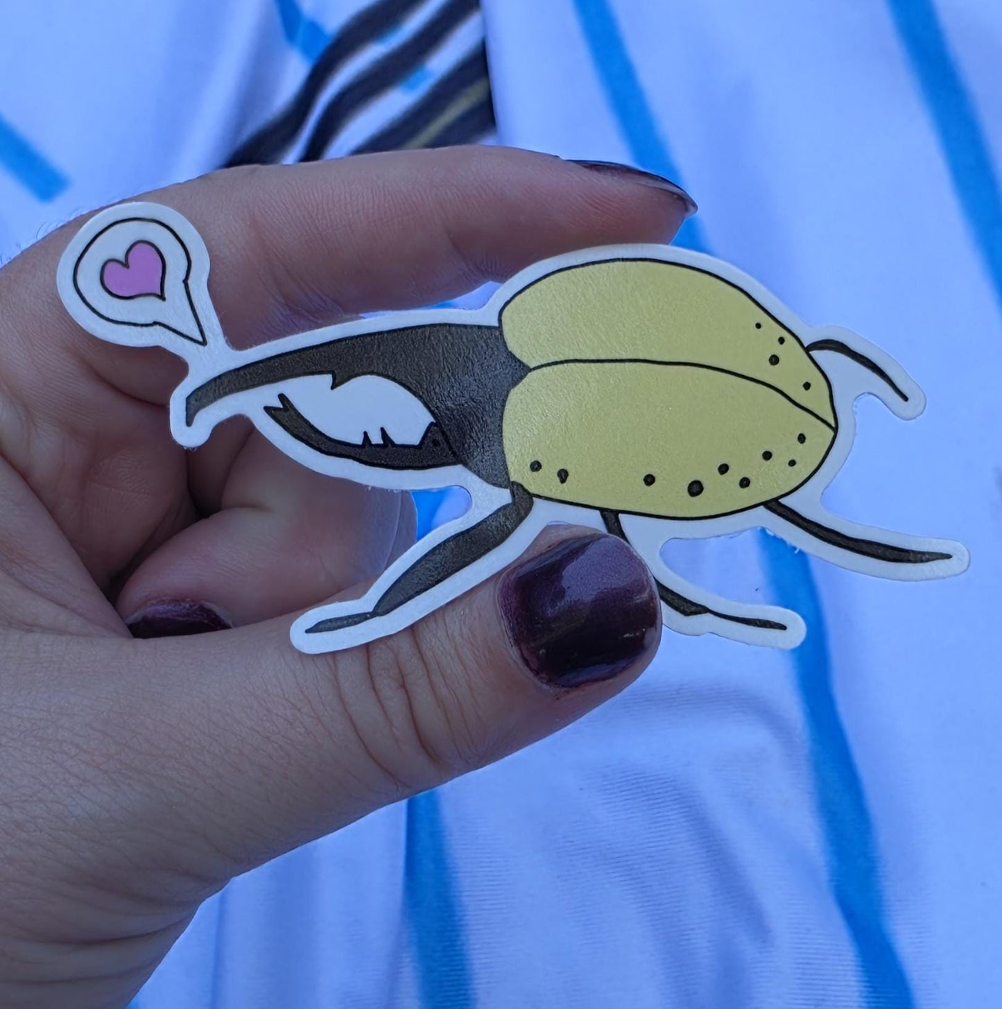 Hercules Beetle Heart Vinyl Die-Cut Sticker
