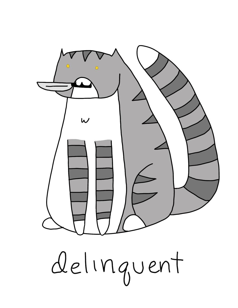 Delinquent Knife Gray Tabby Cat Meme Vinyl Die-Cut Sticker