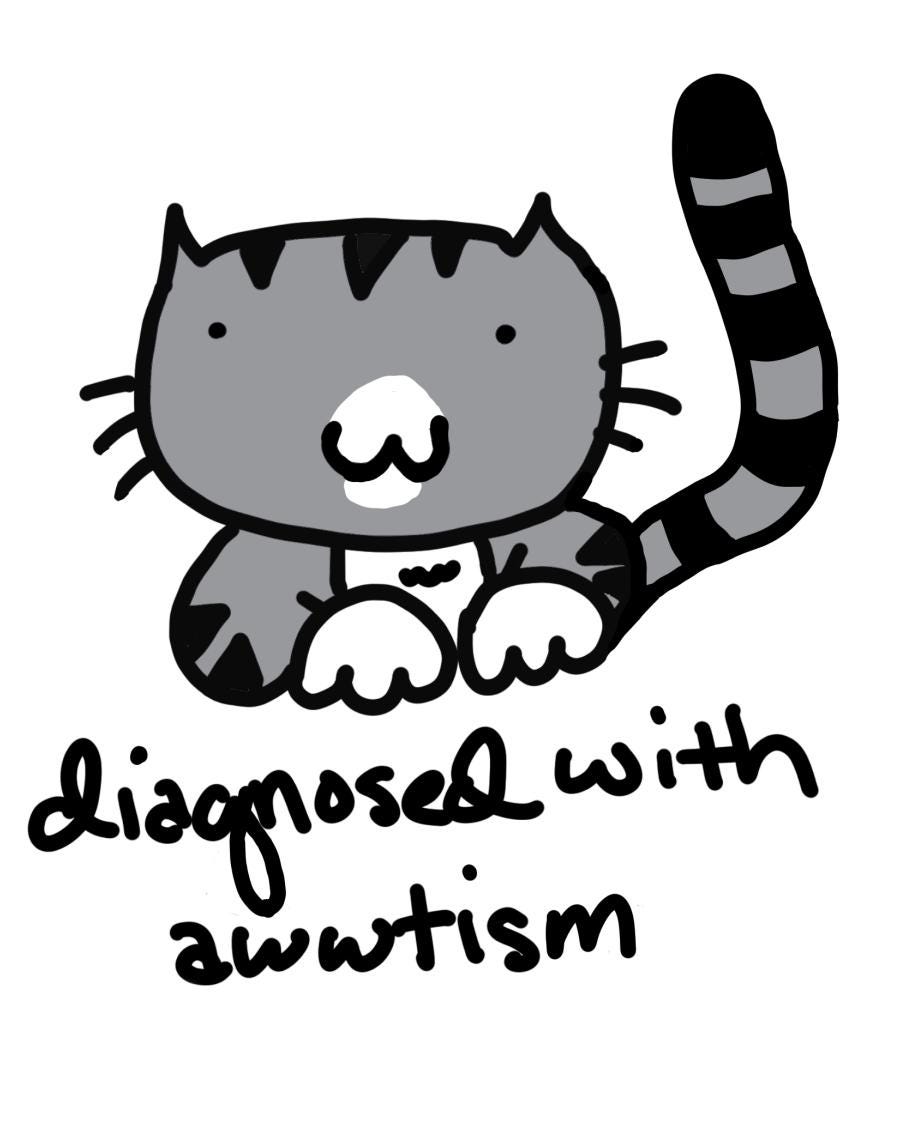Diagnosed With Awwtism Gray Tabby: Cat Graphic Tee