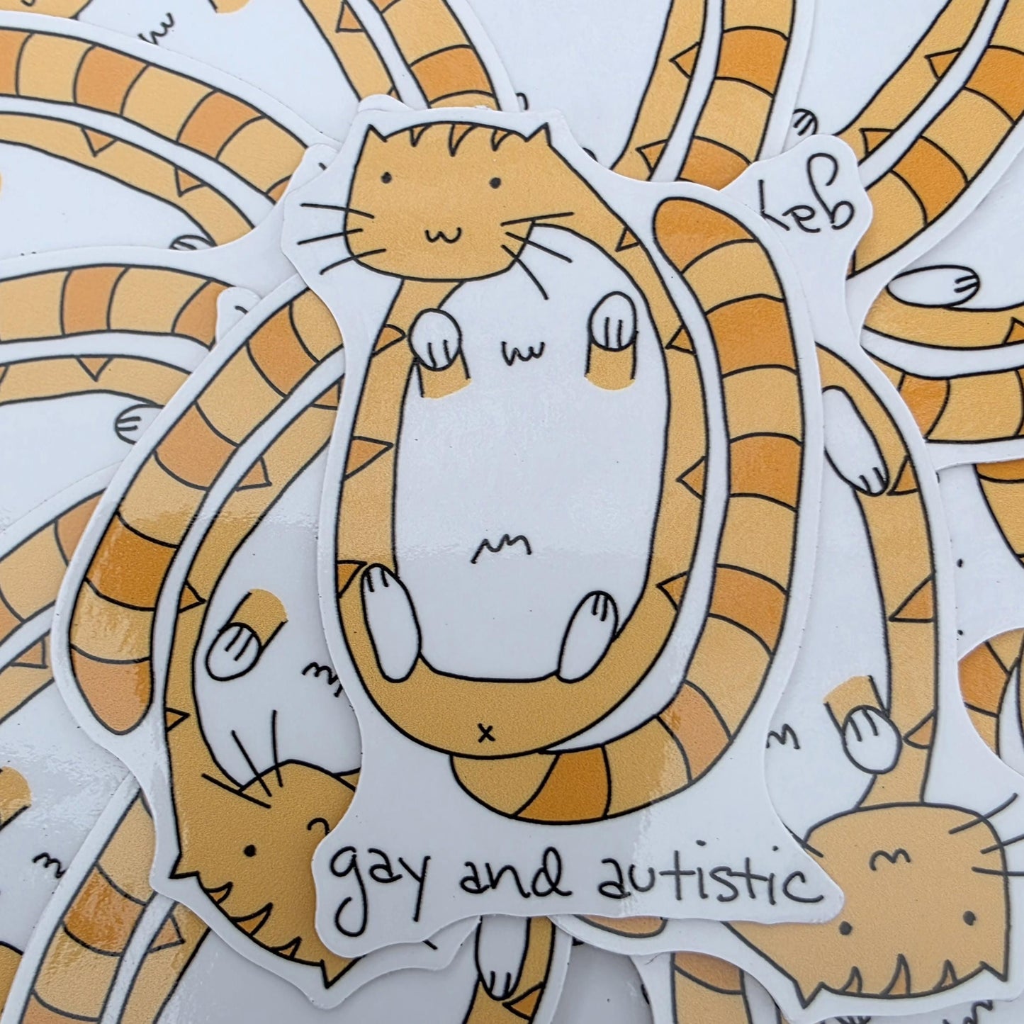 Gay and Autistic Orange Tabby Meme Vinyl Die-Cut Sticker