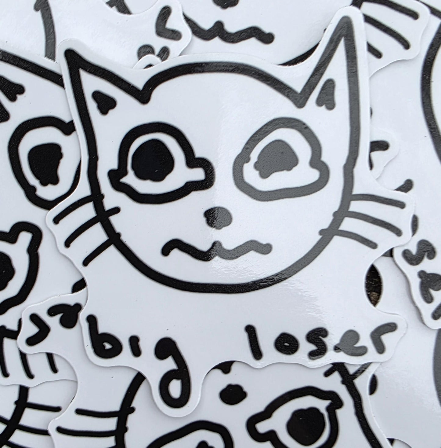 Big Loser White Cat Meme Vinyl Die-Cut Sticker