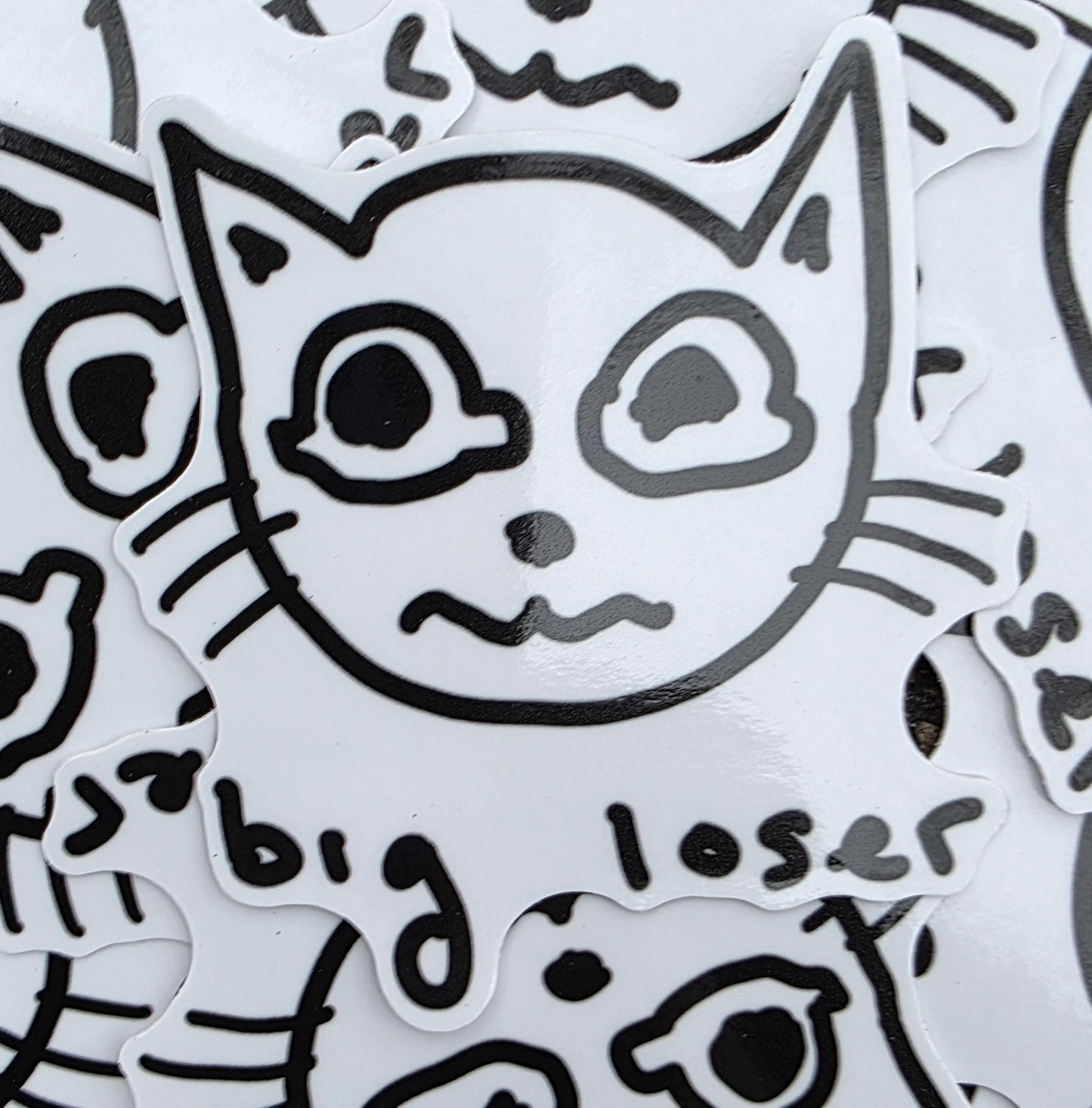 Big Loser White Cat Meme Vinyl Die-Cut Sticker