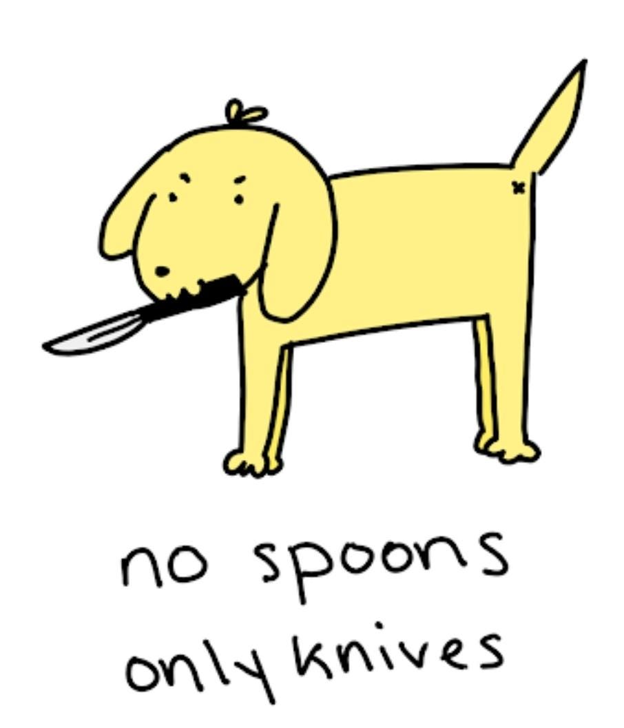 No Spoons Only Knives Dog Meme Vinyl Die-Cut Sticker