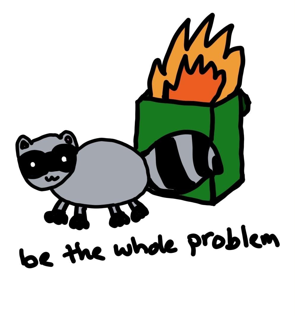 Be The Whole Problem Raccoon Meme Vinyl Die-Cut Sticker