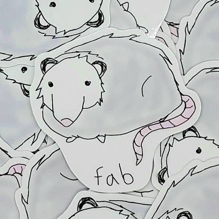 Fab Opossum Vinyl Die-Cut Sticker
