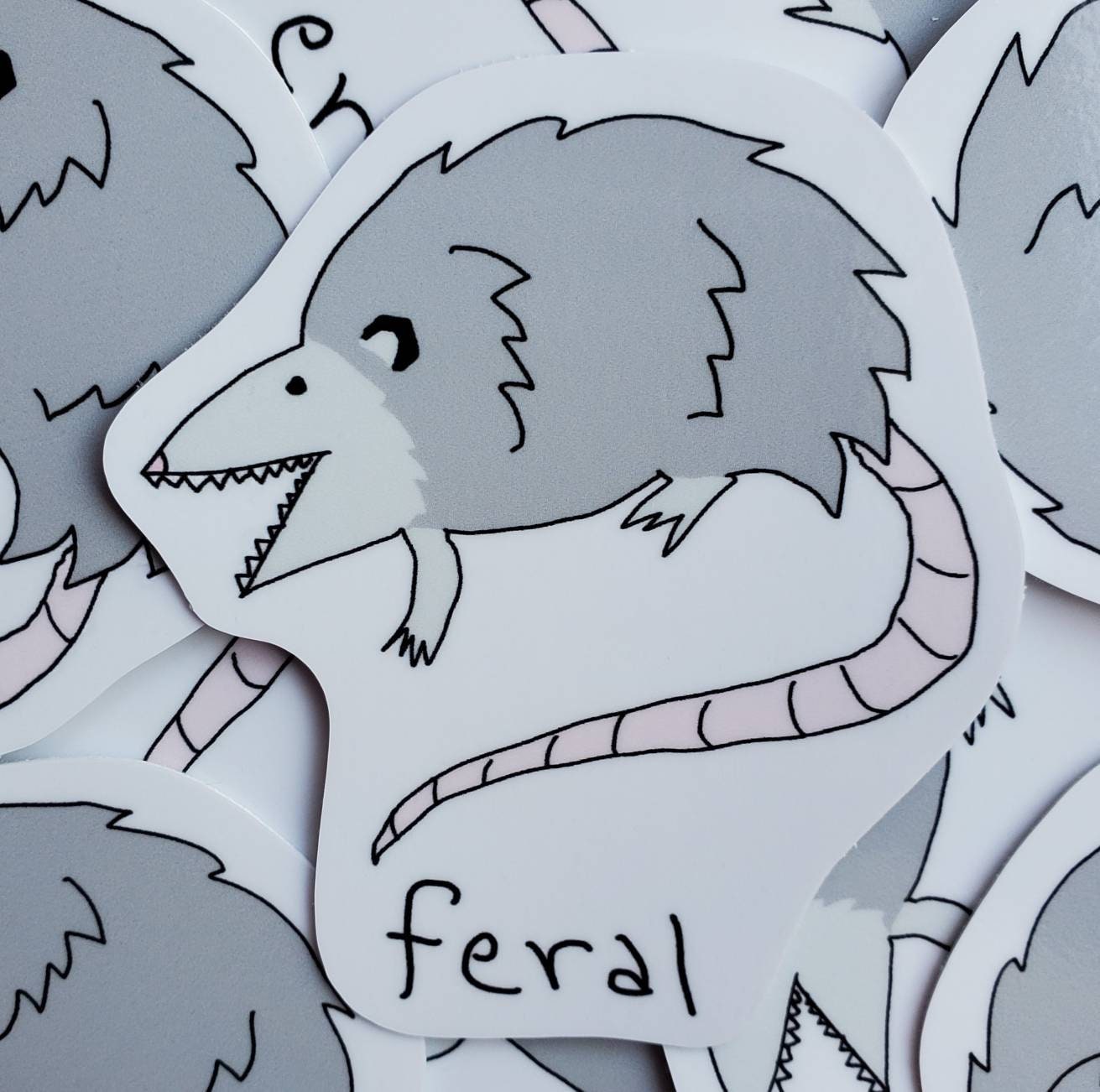 Feral Opossum 3 inch Vinyl Die-Cut Sticker