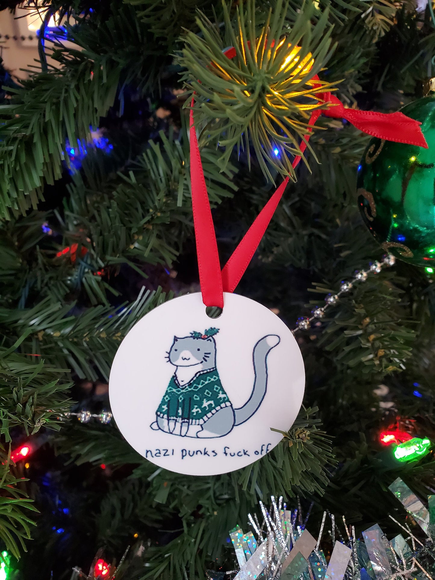 Nazi Punks Fuck Off 2.75" Aluminum Customizable Ornament