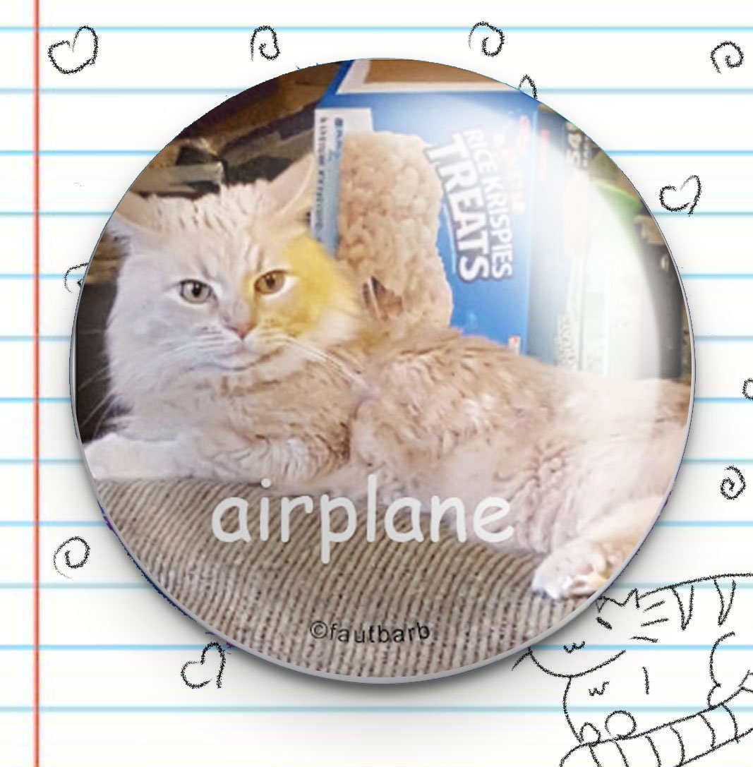 Airplane Cat Ears 1.25" Button
