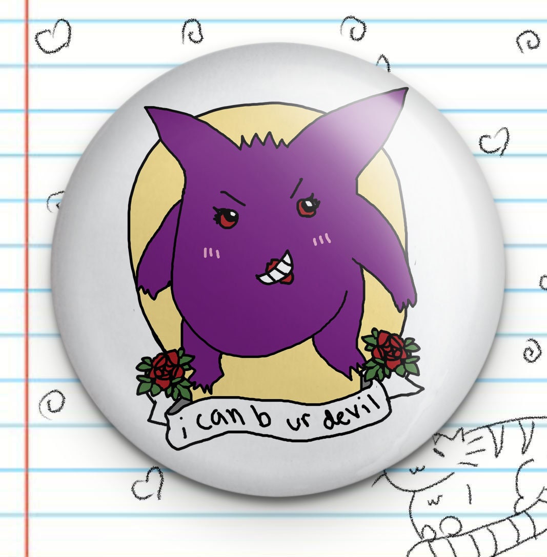 Devil Ghost Gengar Demon Meme 1.25" Button