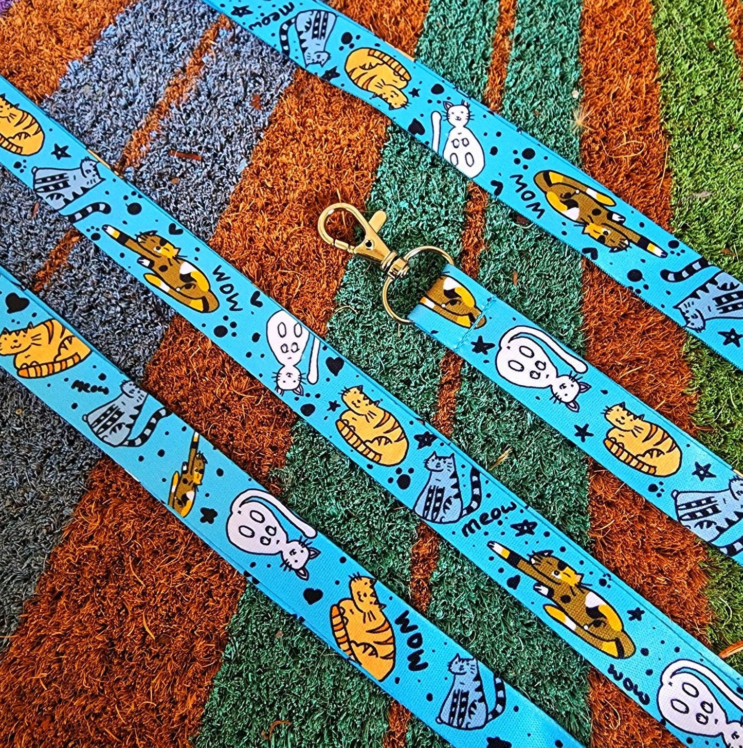 Blue Cat Meme Nylon Lanyard