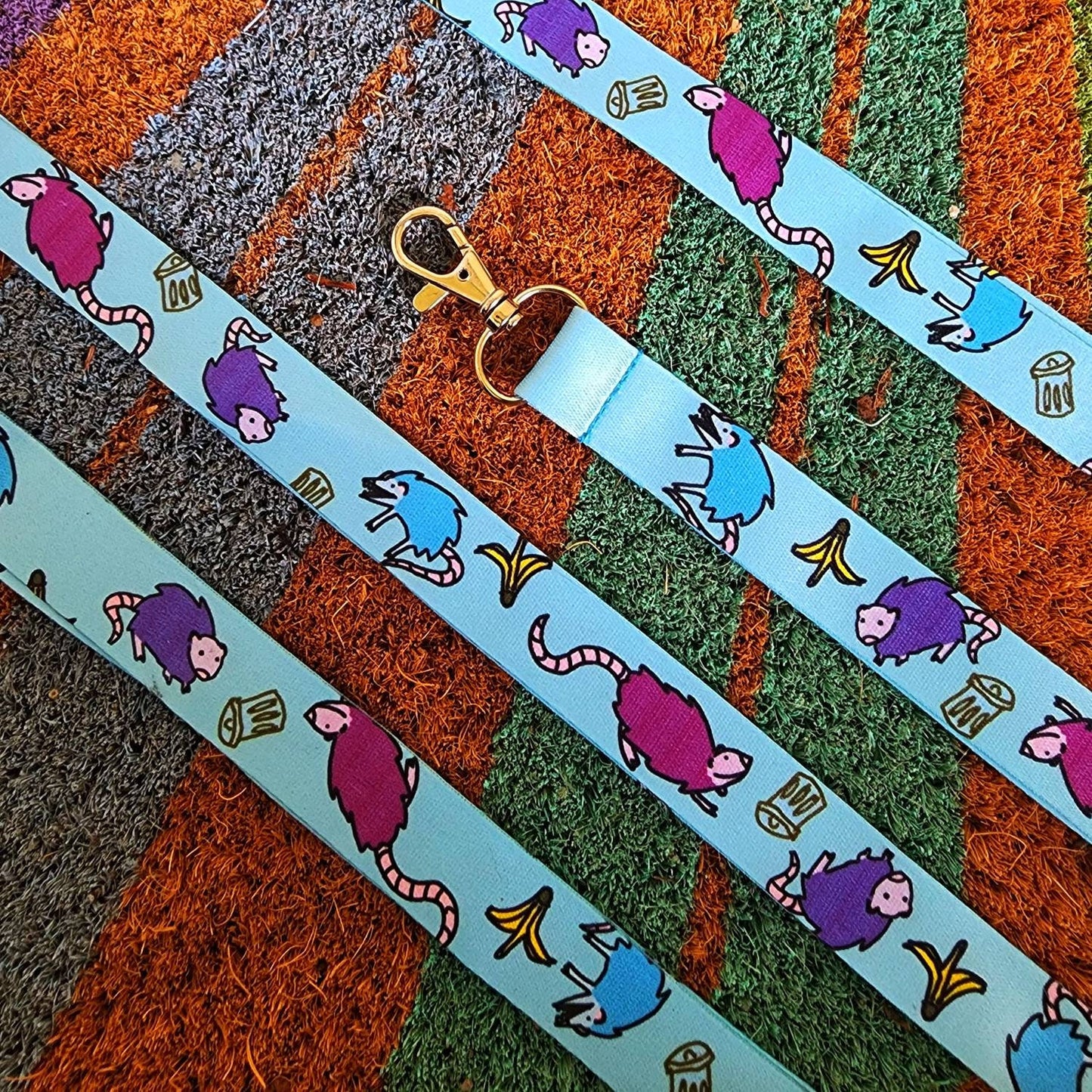 Blue Possum Trash Nylon Lanyard