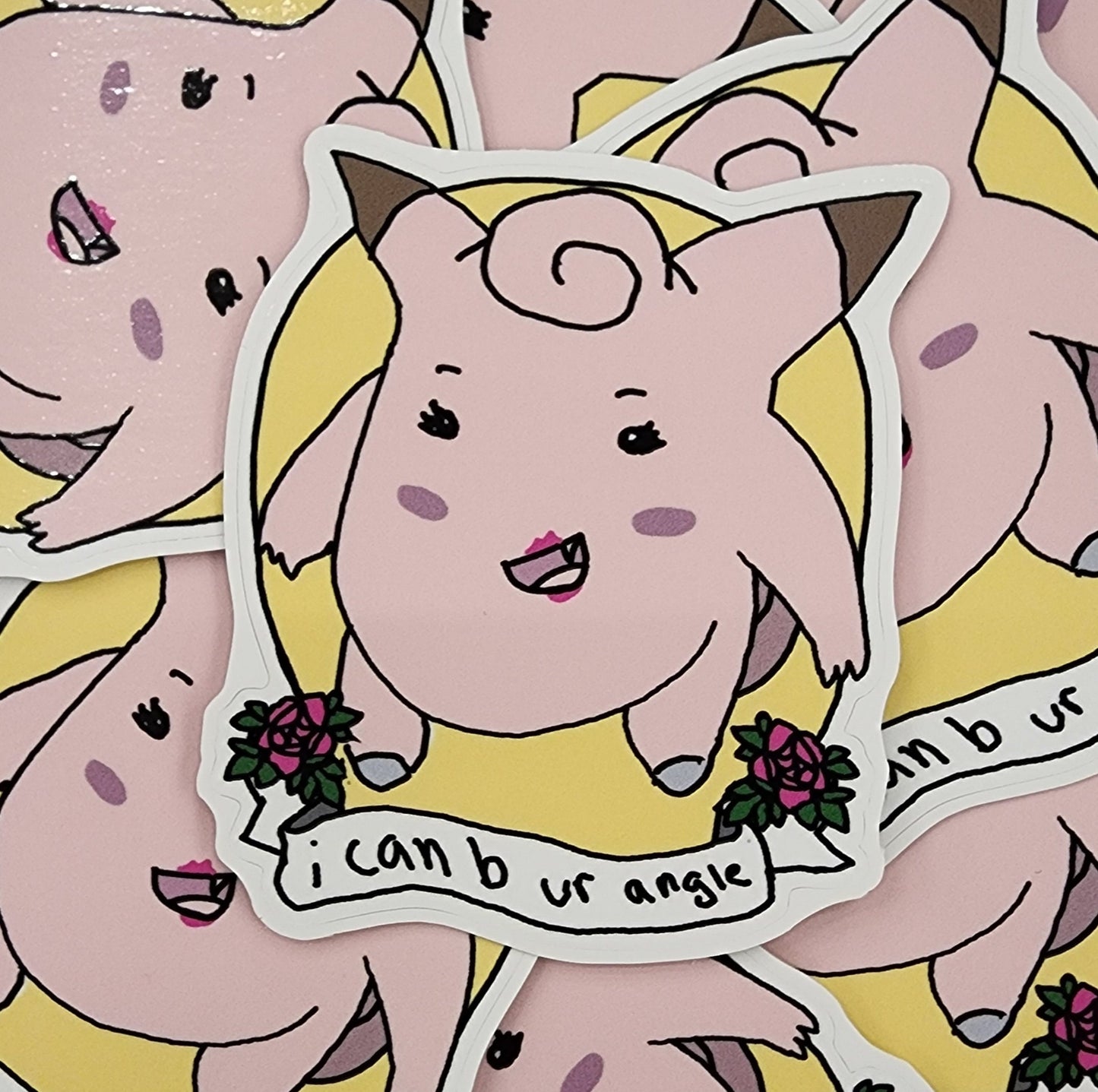 Angle Pink Fairy Friend 3 inch Vinyl Die-Cut Sticker