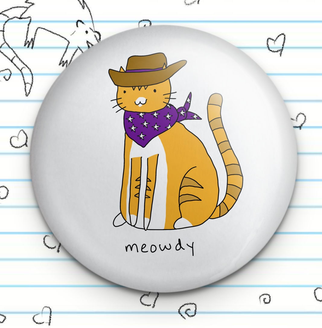 Meowdy Cowboy Cat 1.25" Button
