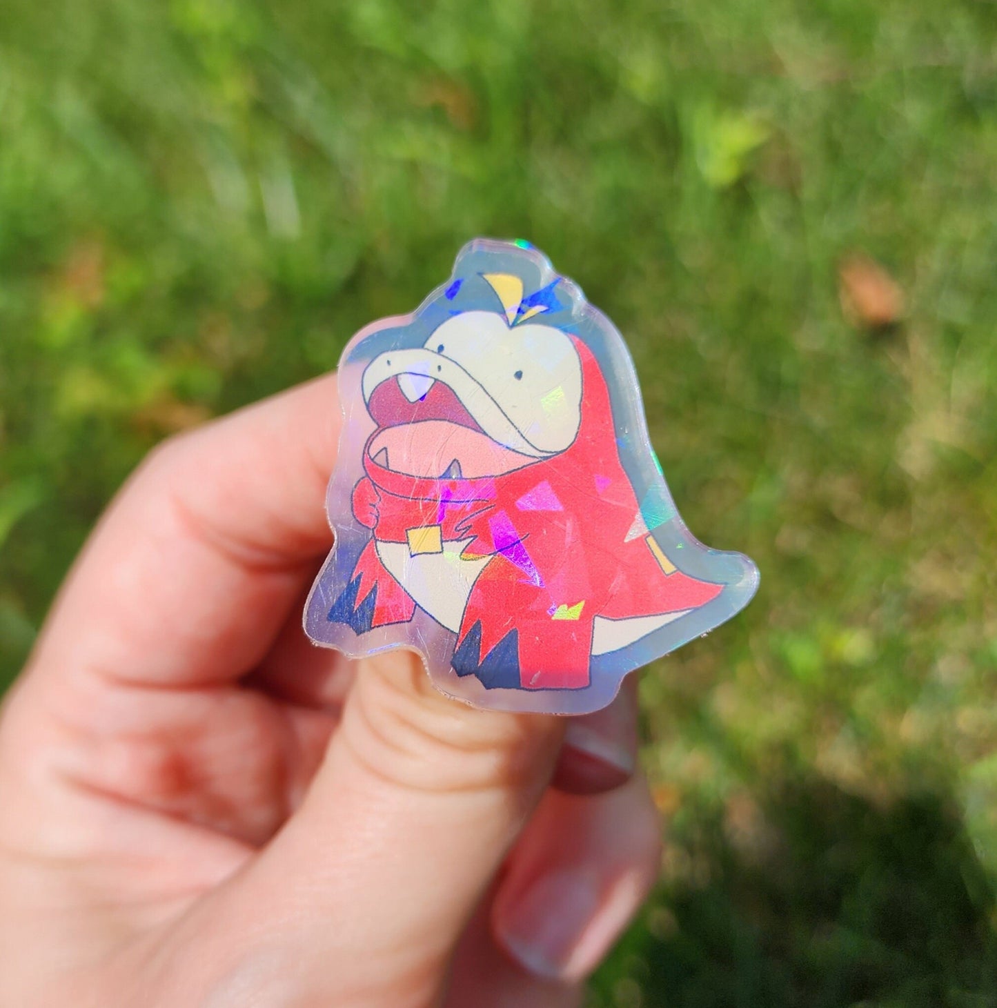 Clueless Fire Gator Friend Acrylic 1.5 inch Pin, Fire Type Acrylic Pin, Gamer Gift, Video Game Pin, Meme Aesthetic, Fire Type Pin, Gamer Pin