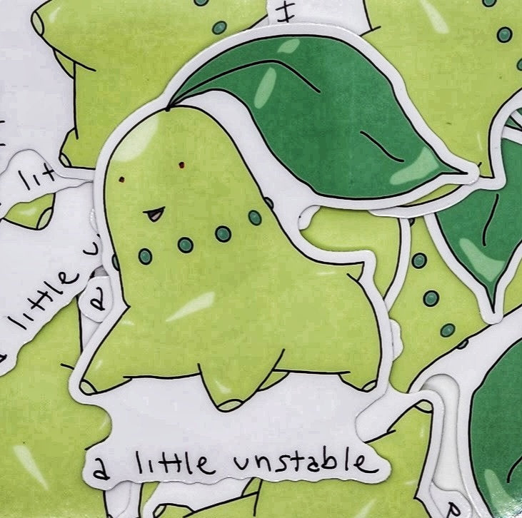 Unstable Leaf Grass Type Friend 3 Inch Vinyl Die-Cut Sticker, Grass Type Sticker, Video Game Sticker, Gamer Fan Sticker, Cute Kawaii Sticker