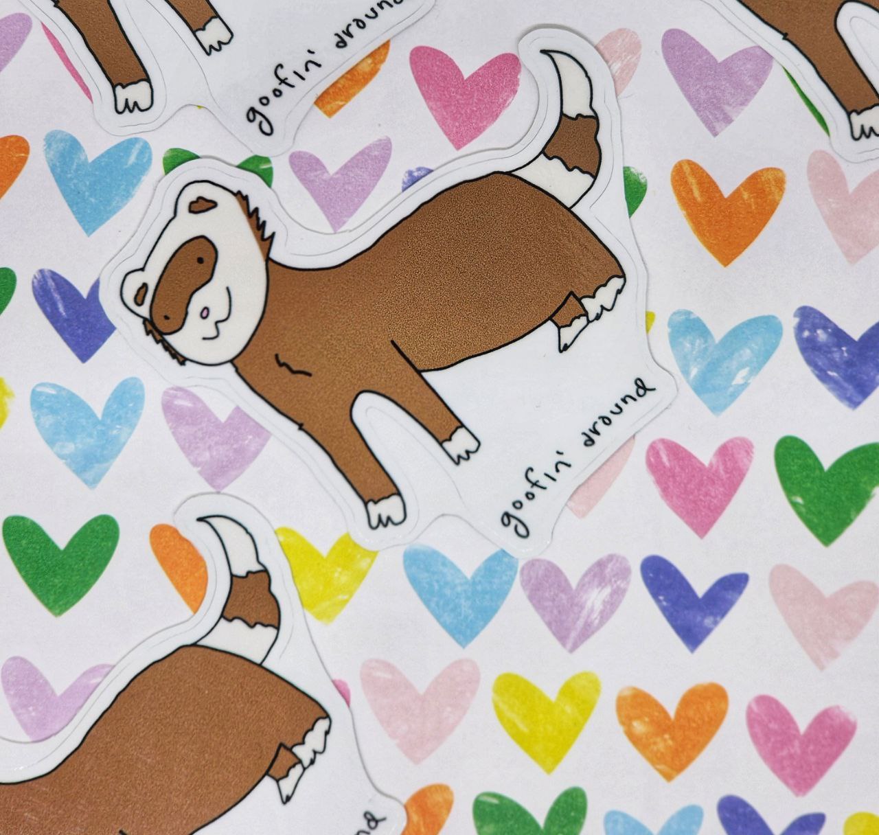 Goofin Around Ferret Vinyl 3 inch Die-Cut Sticker
