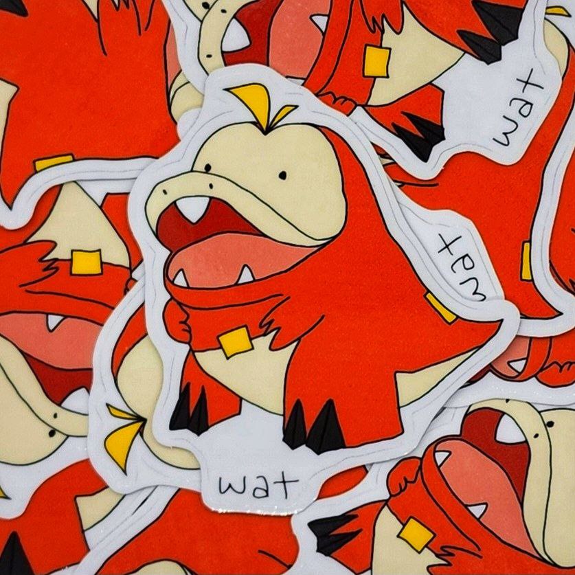 Clueless Wat Fire Type Gator Friend 3 Inch Vinyl Die-Cut Sticker