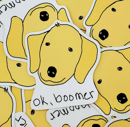 Ok Boomer Golden Retriever Dog Vinyl Die-Cut Sticker