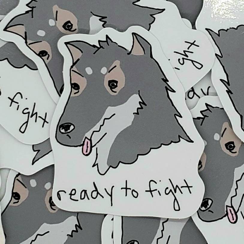Ready to Fight Motivational Wolf Vinyl Die-Cut Sticker