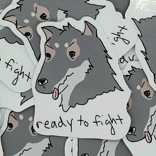 Ready to Fight Motivational Wolf Vinyl Die-Cut Sticker