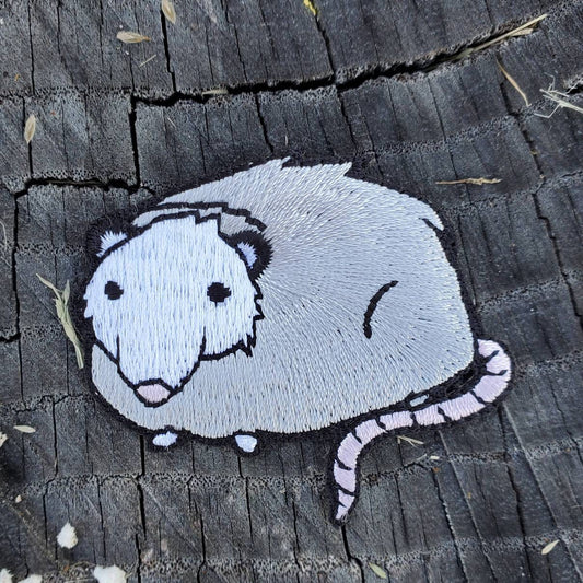 Opossum Iron On Patch, Embroidered Animal Applique