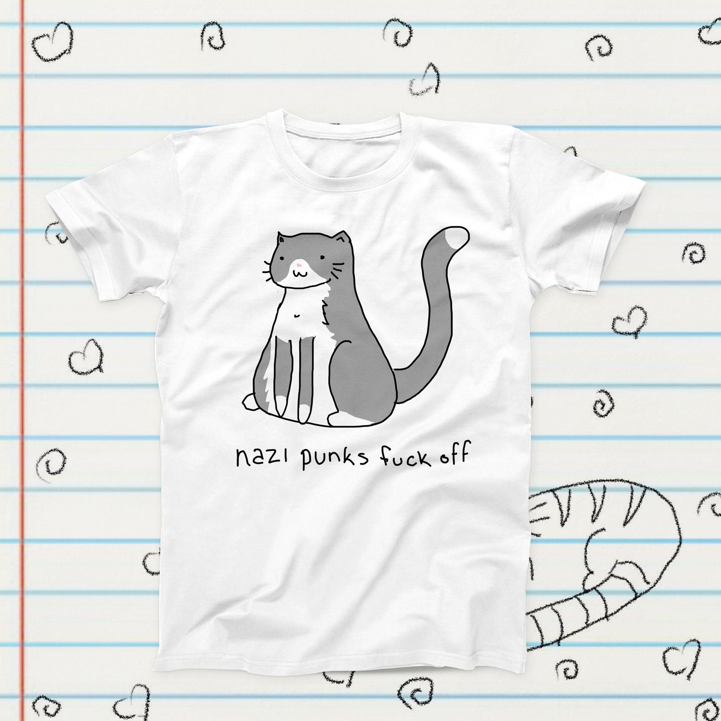 No Nazi Punk Cat Meme T-Shirt, Political Graphic Tee