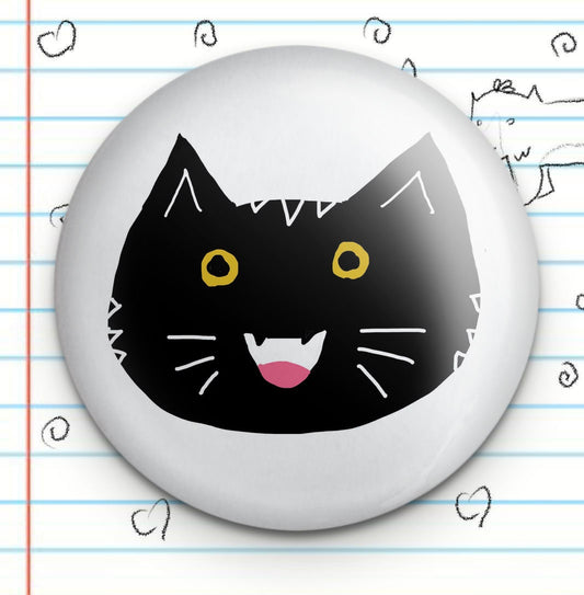 Black and White Cat 1.25" Button