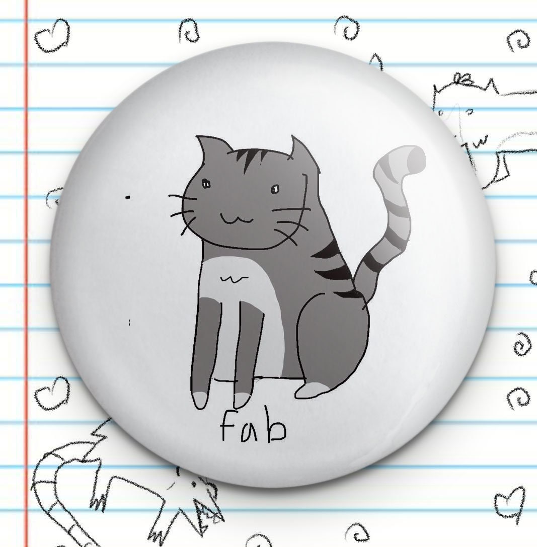 Cat Pin, Kitty Button (1.25")