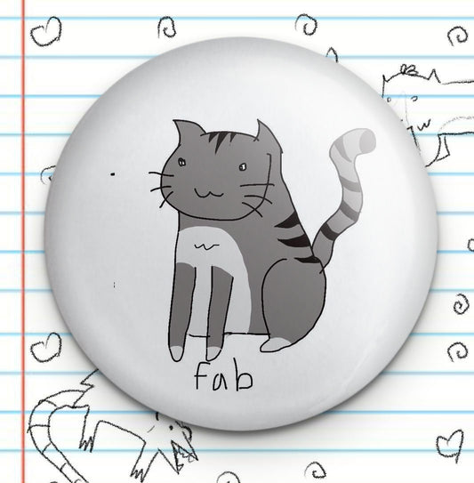 Cat Pin, Kitty Button (1.25")