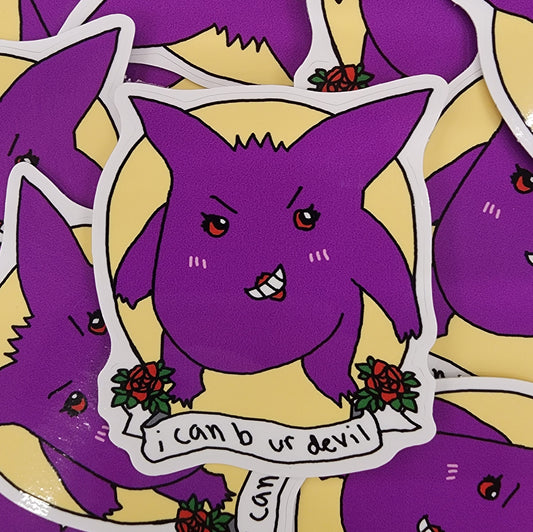Devil Demon Purple Ghost Friend Vinyl Die-Cut Sticker