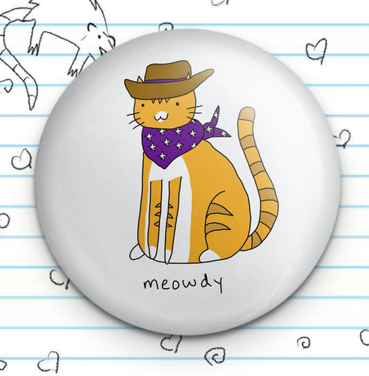 Meowdy Cowboy Cat 1.25" Button