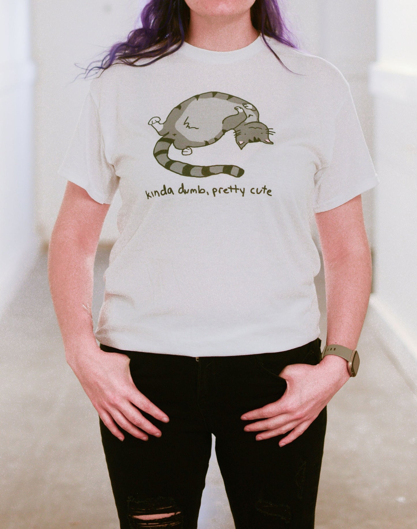 Funny Cat Meme T-Shirt, Kinda Dumb Pretty Graphic Tee