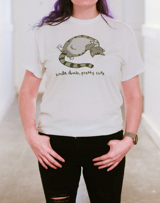 Funny Cat Meme T-Shirt, Kinda Dumb Pretty Graphic Tee