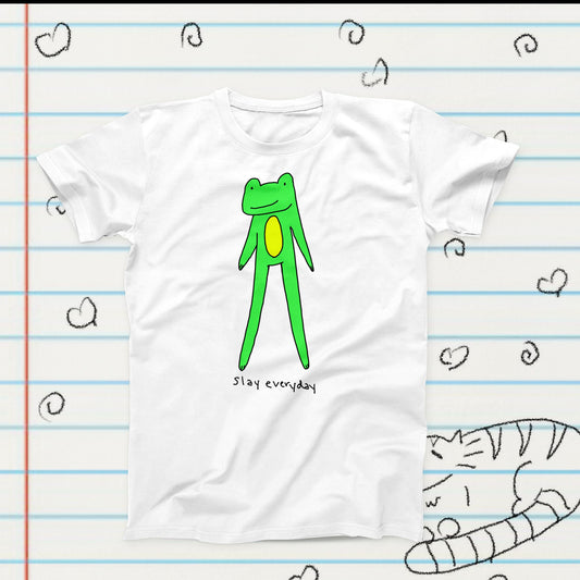 Green Frog 'Slay Every Day' Meme Graphic T-Shirt
