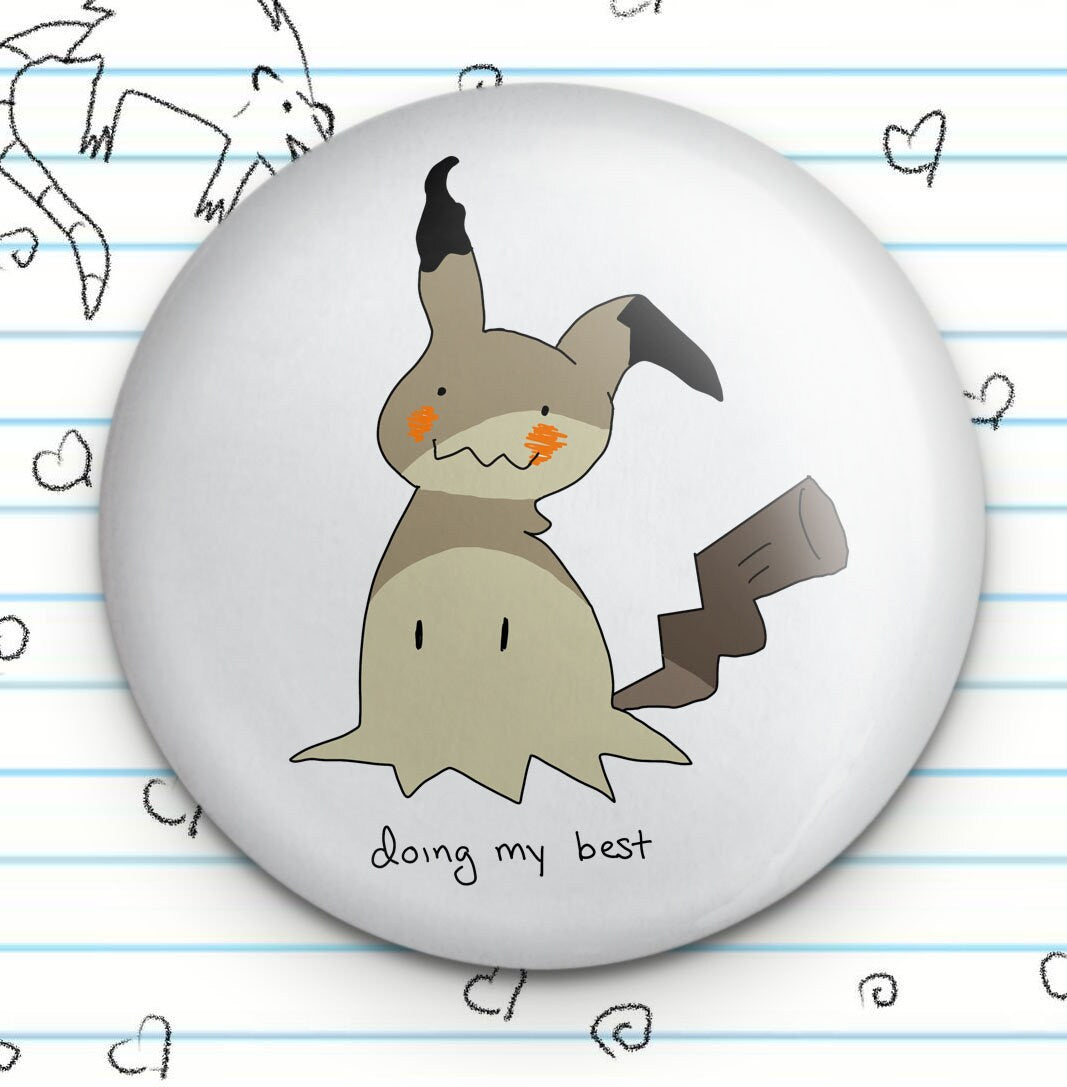 Mimikyu Ghost Friend Button: Kawaii Gamer Fan Gift (1.25")