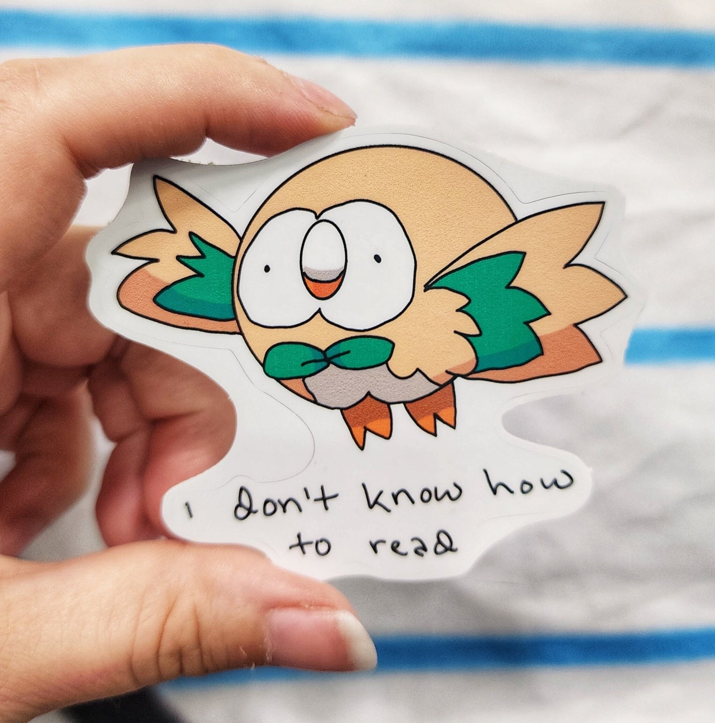 Illiterate Flying Owl Sticker: Funny Video Game Decal
